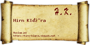 Hirn Klára névjegykártya