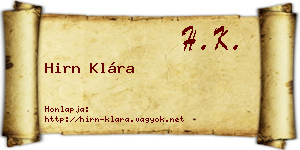 Hirn Klára névjegykártya